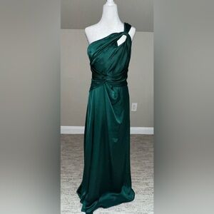 Theia One Shoulder Emerald Dress